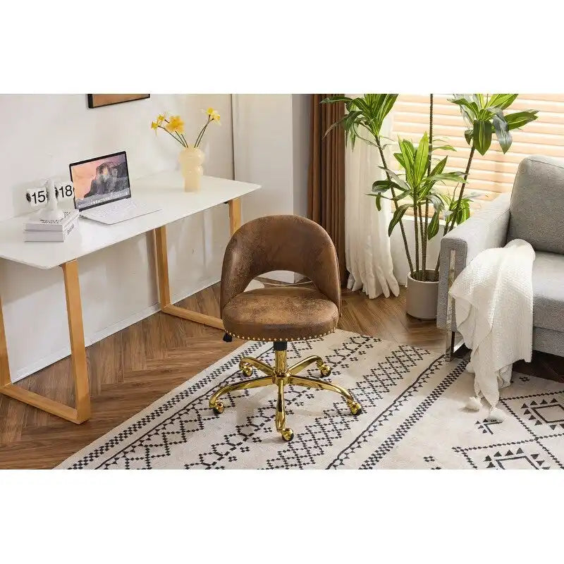 Bürostuhl, Samt-Schreibtischstuhl, drehbarer Armlehnenstuhl aus hübschem modernem Stoff für das Homeoffice, mit Rollen