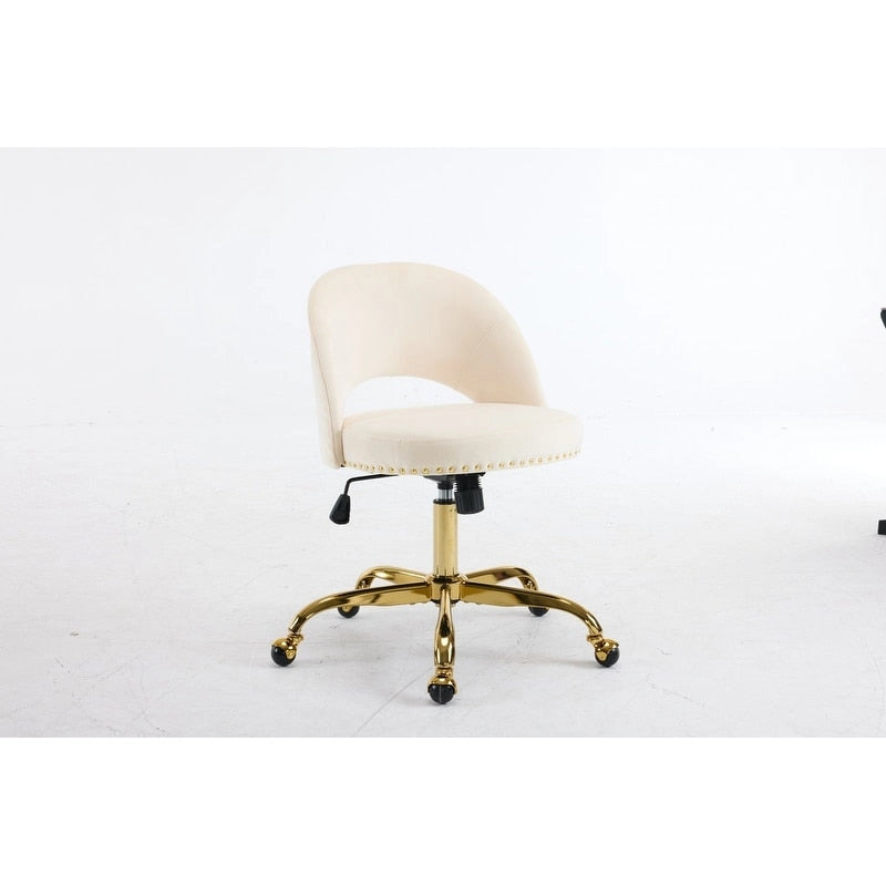 Bürostuhl, Samt-Schreibtischstuhl, drehbarer Armlehnenstuhl aus hübschem modernem Stoff für das Homeoffice, mit Rollen