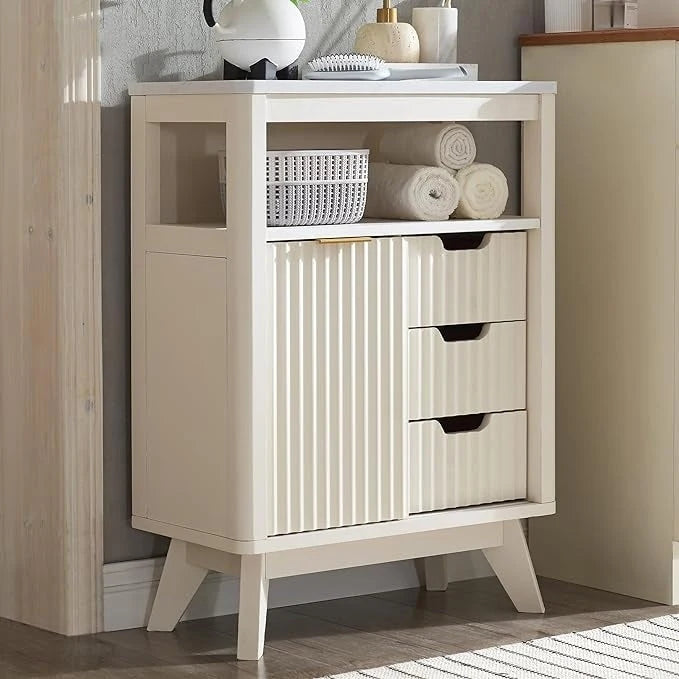 Moderner Badezimmer-Bodenschrank, Aufbewahrungsschrank mit Kunstmarmorplatte
