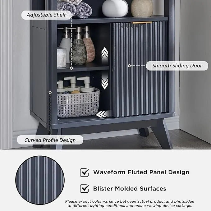 Moderner Badezimmer-Bodenschrank, Aufbewahrungsschrank mit Kunstmarmorplatte