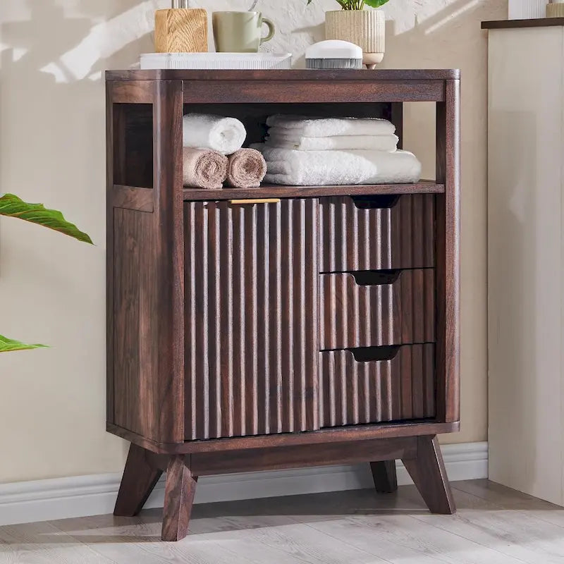 Moderner Badezimmer-Bodenschrank, Aufbewahrungsschrank mit Kunstmarmorplatte