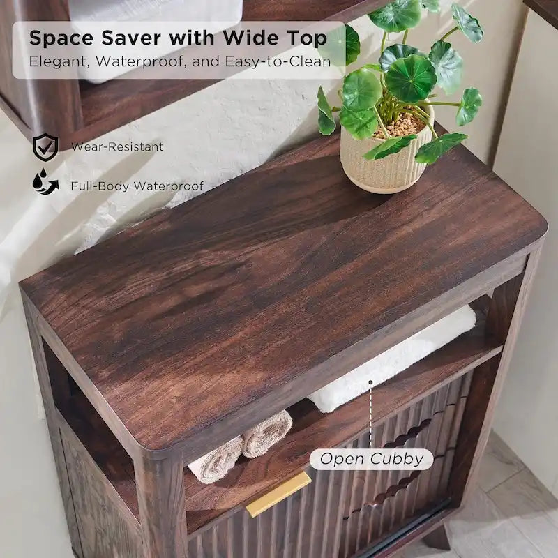 Moderner Badezimmer-Bodenschrank, Aufbewahrungsschrank mit Kunstmarmorplatte